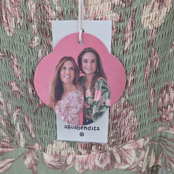 Aguabendita Green and Brown Floral Midi Dress With Pockets NWT - Picture 3 of 16